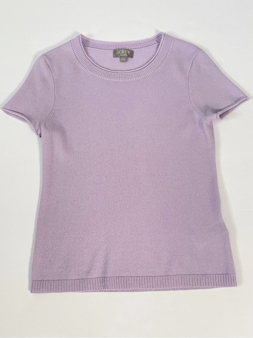 J. Crew Pastel Lavender Short Sleeve Knit Tee Cashmere Sweater